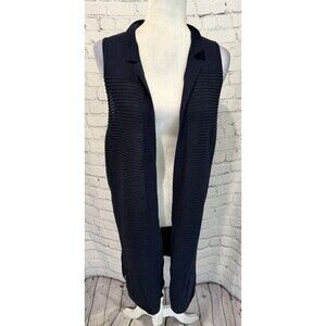 Chico’s Chicos Sweater Vest Women's Navy-Blue long duster Size 1/Medium